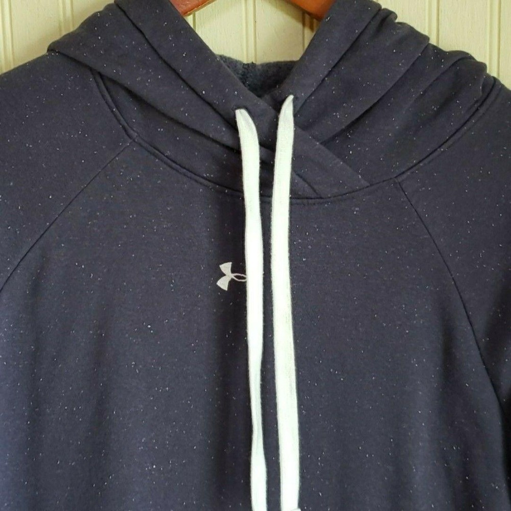 Under Armour Hoodie Mens Medium Blue Speckled Fleece Pullover Kangaroo Logo